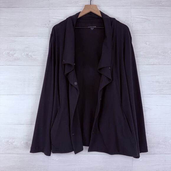 Eileen Fisher High Collar Jacket Size 2X Black Organic Cotton Classic Mature NWT - Picture 8 of 16